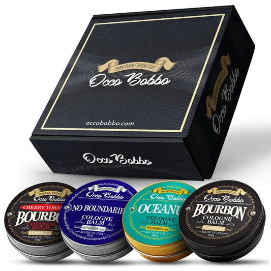 Handy Hound Occo Bobbo Solid Cologne Sampler Set — 4 Travel-Size Tins (0.5 oz each) for Men