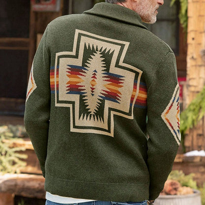 Thickened Long-Sleeve Cardigan Sweater Coat — Army Green, Warm & Durable Layering Piece