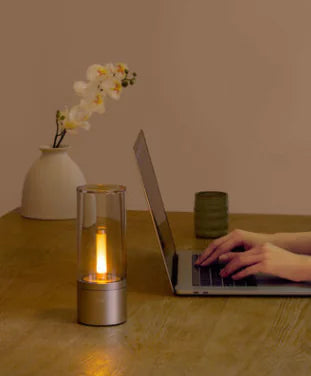 Smart Candlelight Mood Lamp for Bedroom Nightstand | Dimmable Ambient LED Lamp with Rechargeable Battery