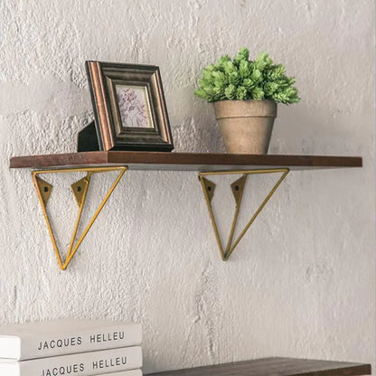 Rustic Iron & Solid Wood Wall-Mounted Shelf — Modern Farmhouse Storage & Display Rack