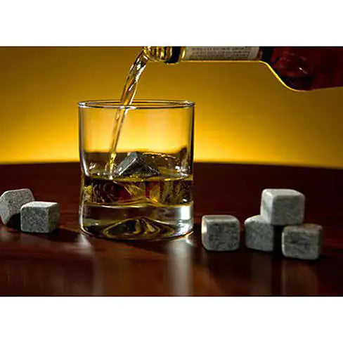 Whiskey on the Rocks — Set of 9 Pure Soapstone Chilling Stones with Pouch
