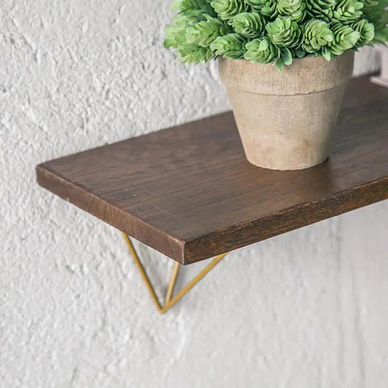 Rustic Iron & Solid Wood Wall-Mounted Shelf — Modern Farmhouse Storage & Display Rack