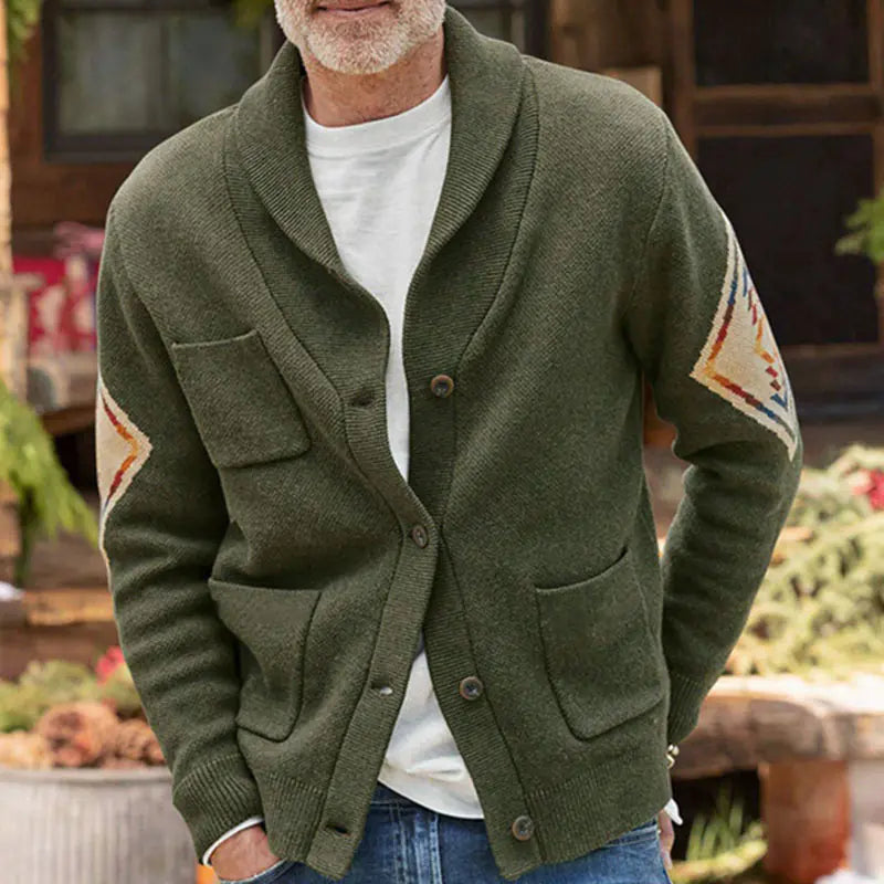 Thickened Long-Sleeve Cardigan Sweater Coat — Army Green, Warm & Durable Layering Piece