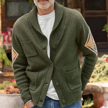 Thickened Long-Sleeve Cardigan Sweater Coat — Army Green, Warm & Durable Layering Piece