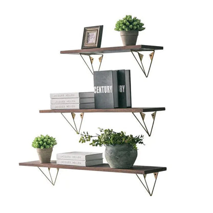 Rustic Iron & Solid Wood Wall-Mounted Shelf — Modern Farmhouse Storage & Display Rack